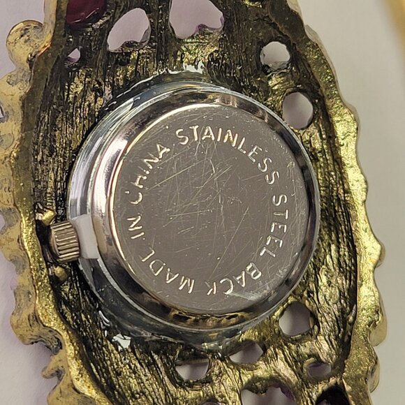 Purple Rhinestone Watch Cuff Band Round Face Ornate Fashion Watch - NEW ! - Picture 10 of 16